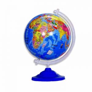 کره جغرافیایی نقش جهان سایز 25 پایه فلز آبی