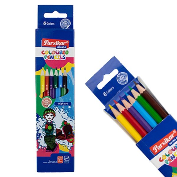 مداد رنگی ۶ رنگ جعبه مقوائی پارسیکار | فروشگاه اینترنتی ایران‌ بُنک